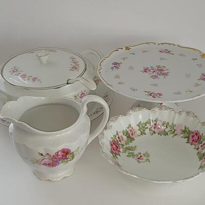 Lot 136: Floral Cake Stand, Toureeen, Pitcher and More