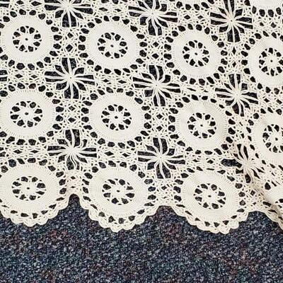 Vintage Ecru Crocheted Piece  for Bedspread  Headboard  Buffet Tablecloth