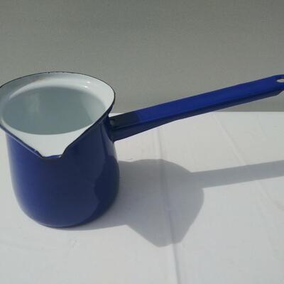 Blue enamel Turkish style coffee pot