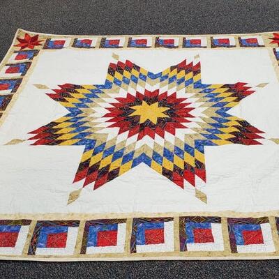 Beautiful Lone Star Machine Stitched Quilt - New