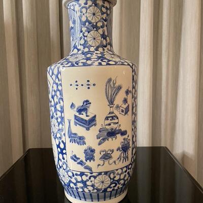 Vintage White and Blue Ceramic Vase