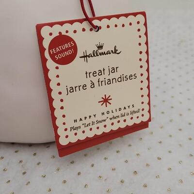 Lot 3: New RETIRED Hallmark Treat Jar - Plays LET IT SNOW When Opened - WORKS