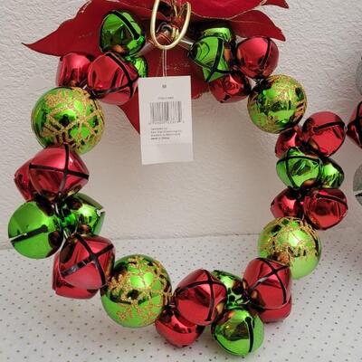 Lot 10: (2) New Metal Bell Christmas Wreaths 