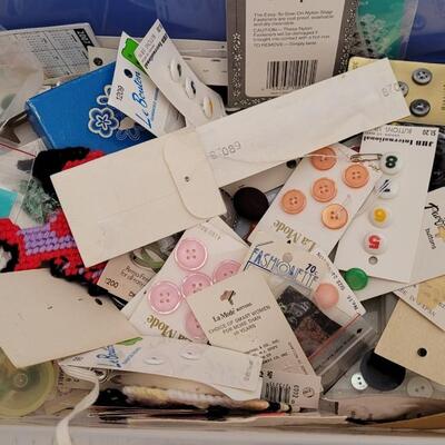 Lot 29: Large Plastic Bin of Assorted Vintage Buttons Sewing Essentials