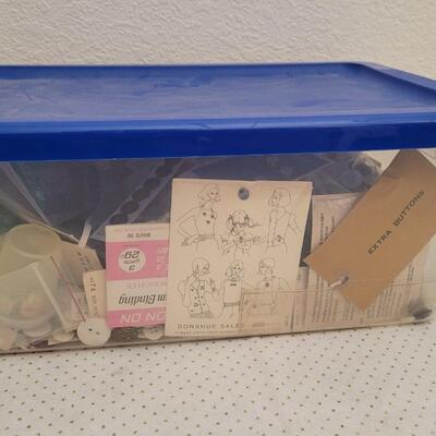 Lot 29: Large Plastic Bin of Assorted Vintage Buttons Sewing Essentials