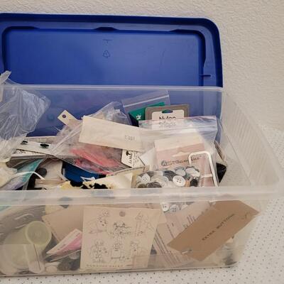 Lot 29: Large Plastic Bin of Assorted Vintage Buttons Sewing Essentials