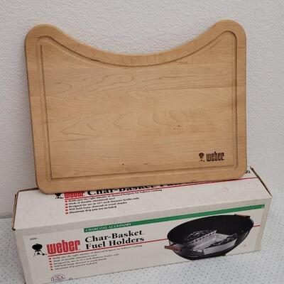 Lot 31: WEBER Chopping Block + NEW Weber Char Basket Fuel Holders