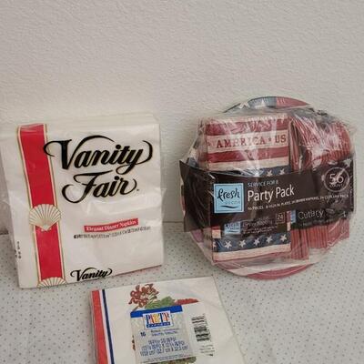 Lot 35: Assorted NEW Plates and Napkins Disposable 