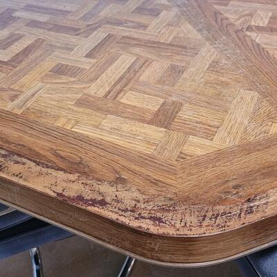 Lot 47: Vintage Wood Dining Table w/ 4 Chairs â—â— 29" x 59" x 42"