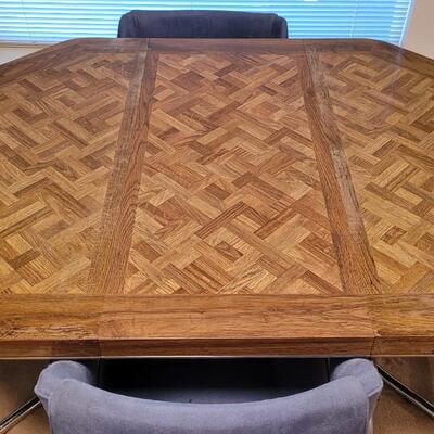 Lot 47: Vintage Wood Dining Table w/ 4 Chairs â—â— 29" x 59" x 42"