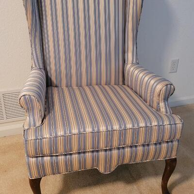 Lot 48: Vintage High Back Upholstered Chair 