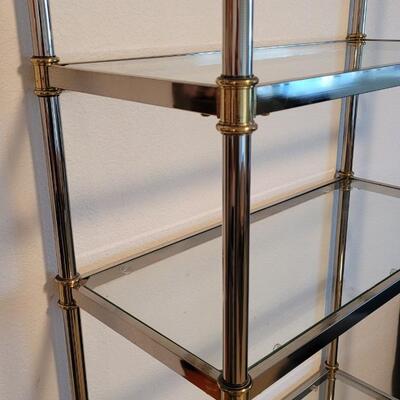 Lot 50: Vintage Mid Century Modern Metal and Glass Shelving Unit All Original Glass â—â— 74.5" x 30" x 14"