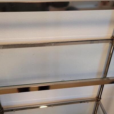 Lot 50: Vintage Mid Century Modern Metal and Glass Shelving Unit All Original Glass â—â— 74.5" x 30" x 14"