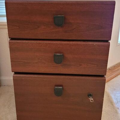Lot 57: Wood File Cabinet w/ Keys â—â— 29.5" x 16" x 16"