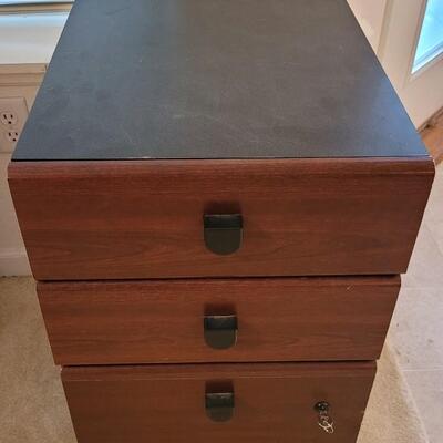 Lot 57: Wood File Cabinet w/ Keys â—â— 29.5" x 16" x 16"