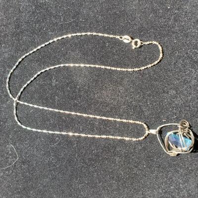 Aquamarine in Silver Cage Pendant   