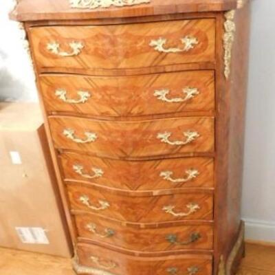 Solid Wood 7 Drawer Chinoiserie Chest with Marble Top 30