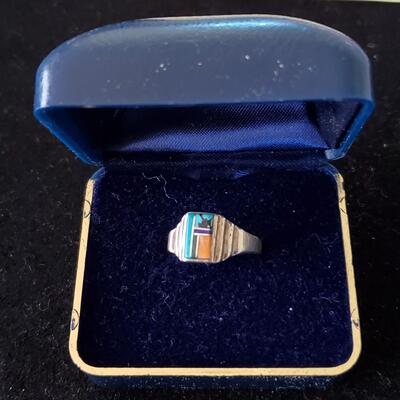 Mosaic Inlay Sterling Ring 