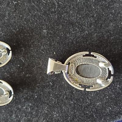 Inlaid Sterling Pendant & Earrings Set