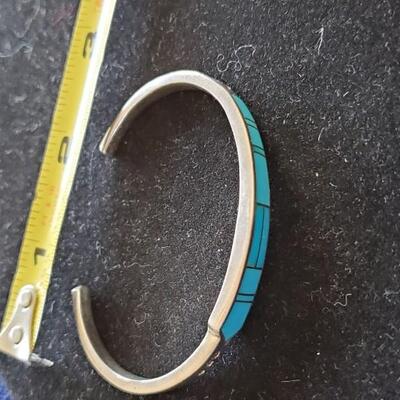 Signed Inlaid cuff with Diamond chips 