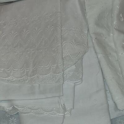 Lot 100: White Embroidered Fabric and Prints (Most 2 yards or more)