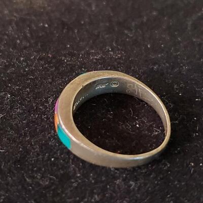 Multi Color    Inlaid ring  Signed 
