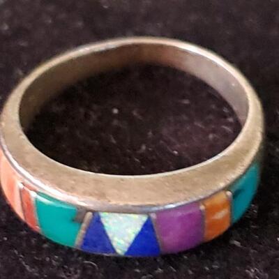 Multi Color    Inlaid ring  Signed 