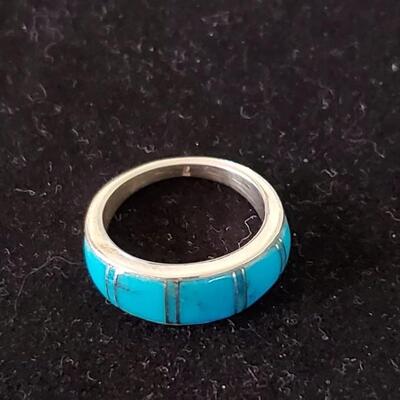 Turquoise Sterling Inlay Ring  