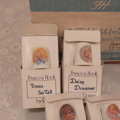 Lot 113: Frances Hook "Sister's" Figurine and Frances Hook Porcelain Thimbles 