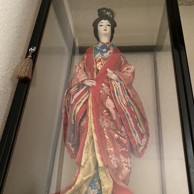 Vintage Chinese Doll in Display Case
