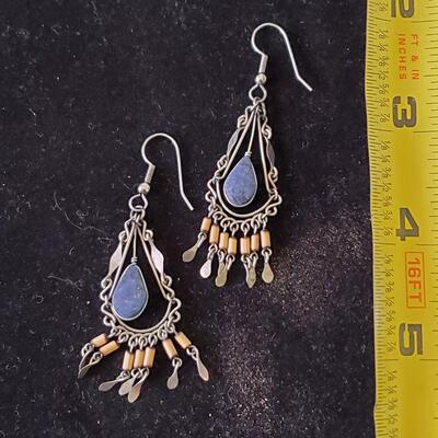 Lapis & Porcupine Quill Earrings 