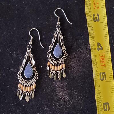 Lapis & Porcupine Quill Earrings 