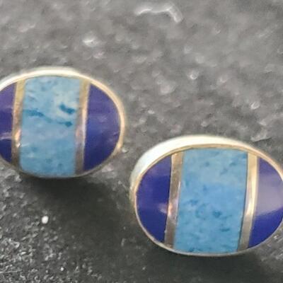ATI 925 Mexico Stamped Inlaid Earrings