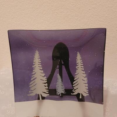 Lot 117: (2) Winter Deco Plates (long one has a scratch on bottom side)