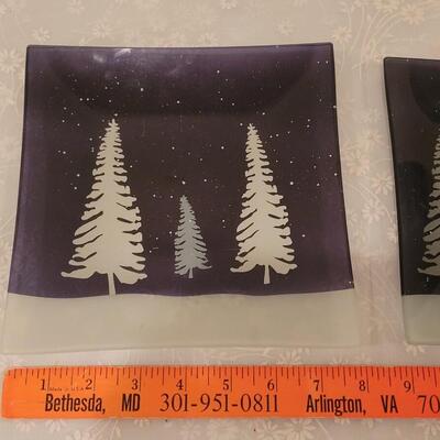 Lot 117: (2) Winter Deco Plates (long one has a scratch on bottom side)