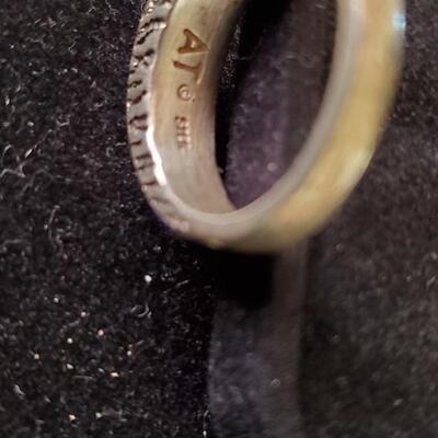 Inlay Ring Sterling signed  AT copyright 