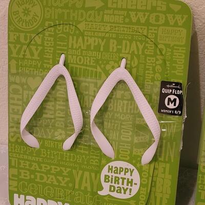 Lot 128: (3) New Happy Birthday Flip Flops 