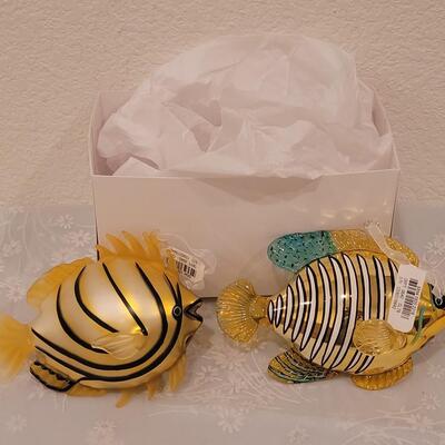 Lot 129: (2) Blown Glass Fish Ornaments 
