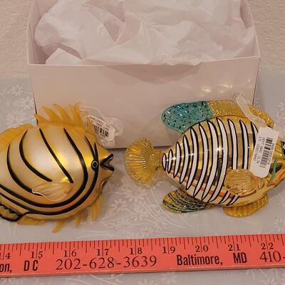 Lot 129: (2) Blown Glass Fish Ornaments 