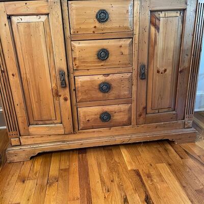477. Pine Cupboard with Four Drawers and Two Doors 