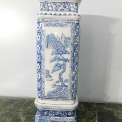 Asian Themed Vase with Matching Pedestal:  6