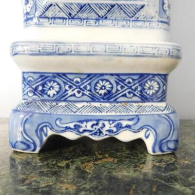 Asian Themed Vase with Matching Pedestal:  6