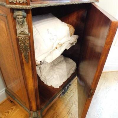 Vintage Solid Wood Cupboard with Marble Top:  36