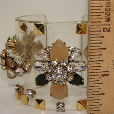 AMAZING - J.CREW Acrylic Cuff Clear Crystal Rhinestone  Bracelet