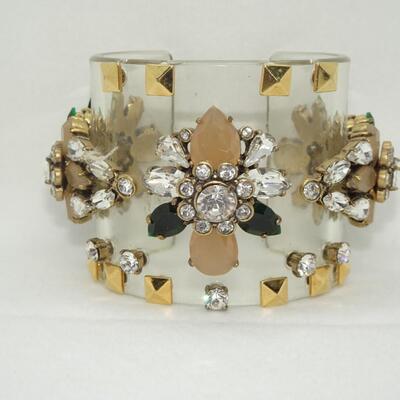 AMAZING - J.CREW Acrylic Cuff Clear Crystal Rhinestone  Bracelet