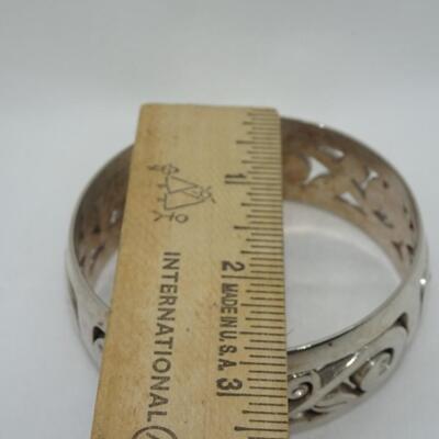 BRIGHTON SILVER PLATED Scroll Rhinestone Bangle Bracelet 