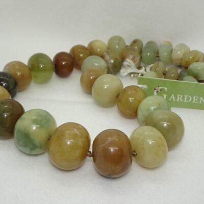 Gorgeous Sterling Silver & Gumball Size Jade Necklace - Chunky 