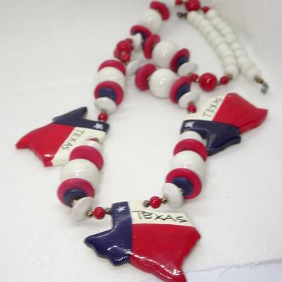 Texas Lone Star Beaded Craft Necklace, Patriotic Jewelry, Light Weight 