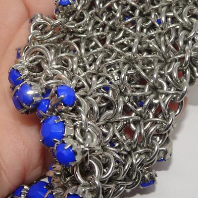 Cobalt Brilliant Blue Chain Meal Cluster Beaded Necklace 