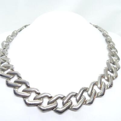 Silver Tone Square Abstract Modernist Necklace 